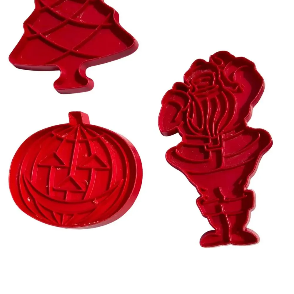 Vintage Tupperware‎ Cookie Cutter Set Red Holiday Shapes 8pc